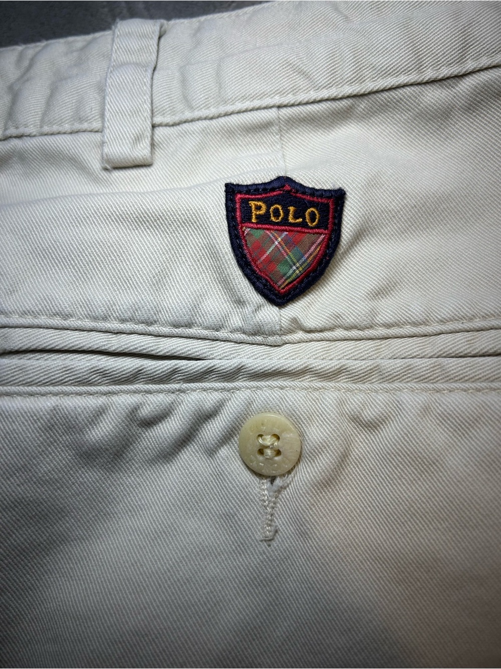 Polo by Ralph Lauren Cream/Tan Chino Pleated Golf Pants with Shield Logo
